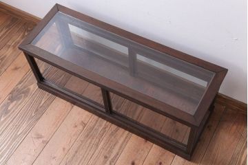 アンティーク家具　和製アンティーク　ナラ材製!背が低いガラスケース(ショーケース)