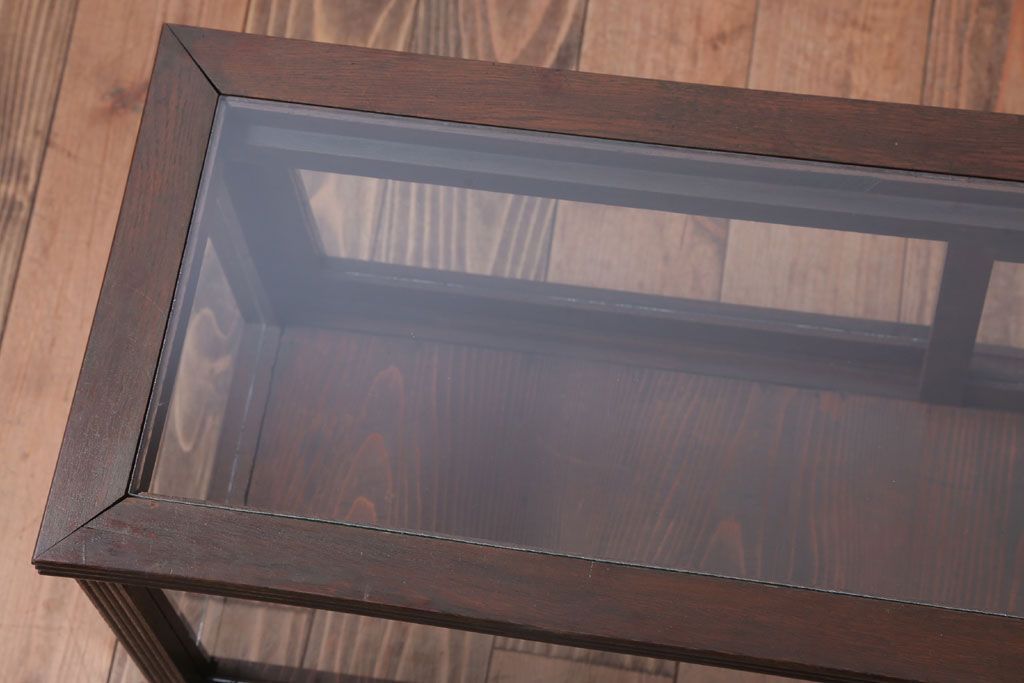 アンティーク家具　和製アンティーク　ナラ材製!背が低いガラスケース(ショーケース)