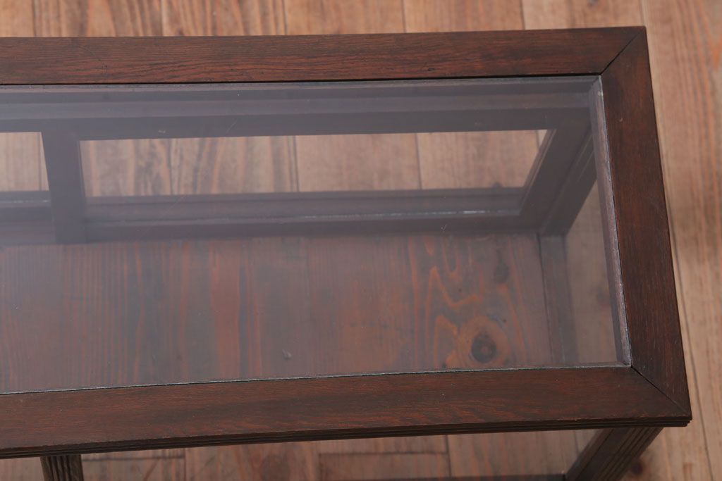 アンティーク家具　和製アンティーク　ナラ材製!背が低いガラスケース(ショーケース)