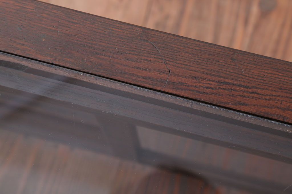 アンティーク家具　和製アンティーク　ナラ材製!背が低いガラスケース(ショーケース)