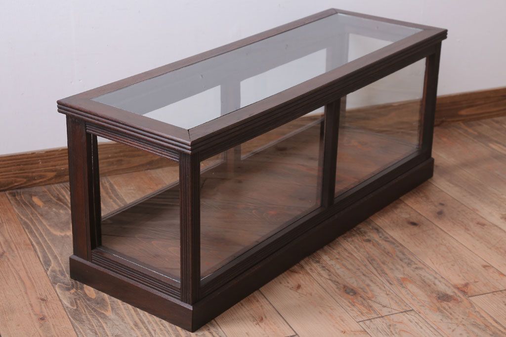 アンティーク家具　和製アンティーク　ナラ材製!背が低いガラスケース(ショーケース)