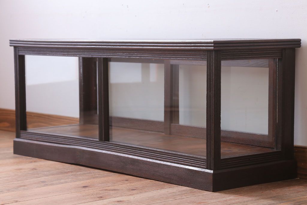 アンティーク家具　和製アンティーク　ナラ材製!背が低いガラスケース(ショーケース)