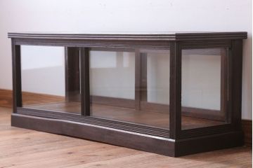 アンティーク家具　和製アンティーク　ナラ材製!背が低いガラスケース(ショーケース)