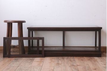 アンティーク家具　和製アンティーク　ナラ材製!背が低いガラスケース(ショーケース)