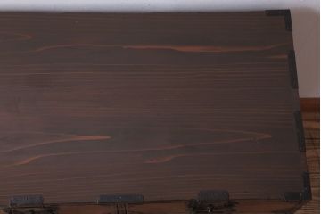 アンティーク家具　古民具・骨董　明治期　玉杢　前面欅材!厚手金具の角手仙台帳場箪笥(仙台箪笥)