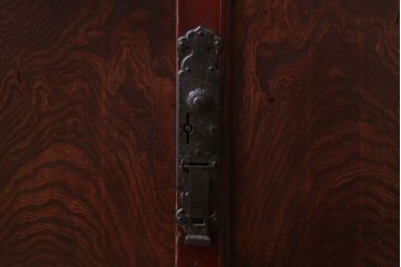 アンティーク家具　古民具・骨董　明治期　玉杢　前面欅材!厚手金具の角手仙台帳場箪笥(仙台箪笥)