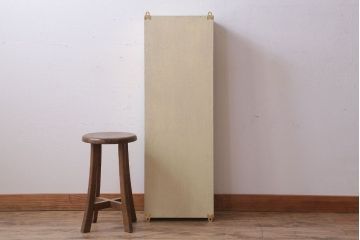 アンティーク家具　アンティークペイント　気泡ガラス扉!お洒落な縦型壁掛け戸棚(1)