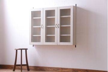 アンティーク家具　アンティークペイント　壁掛けキャビネット(収納棚)(1)
