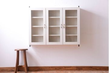 アンティーク家具　アンティークペイント　壁掛けキャビネット(収納棚)(1)
