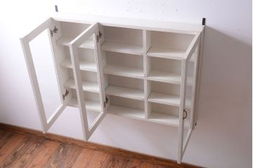 アンティーク家具　アンティークペイント　壁掛けキャビネット(収納棚)(1)