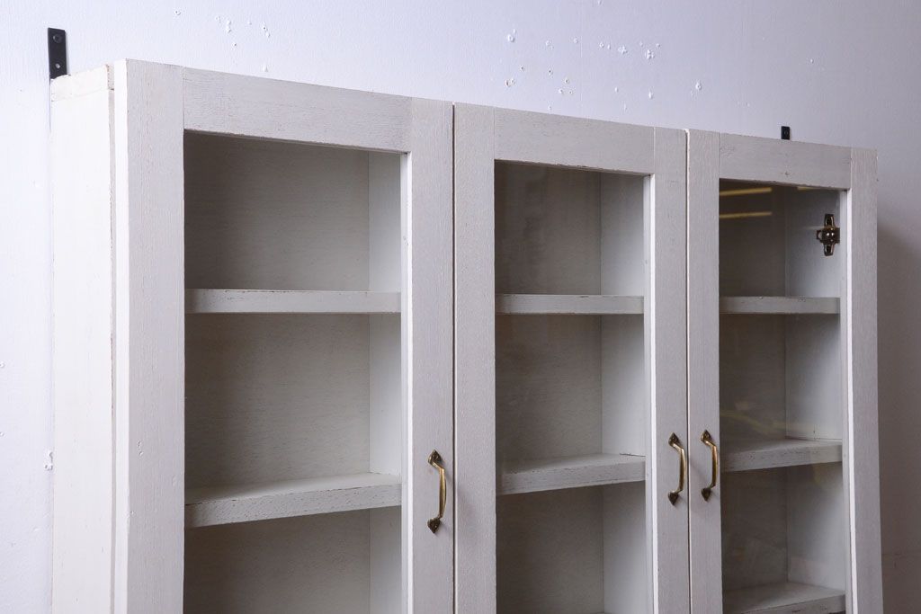 アンティーク家具　アンティークペイント　壁掛けキャビネット(収納棚)(1)