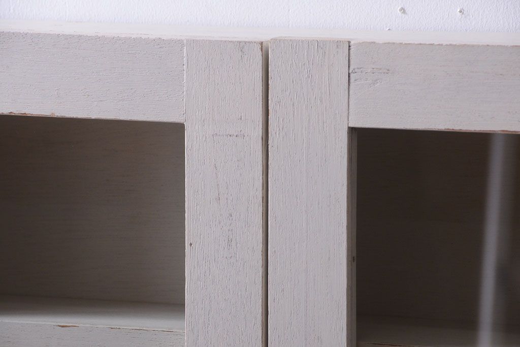 アンティーク家具　アンティークペイント　壁掛けキャビネット(収納棚)(1)