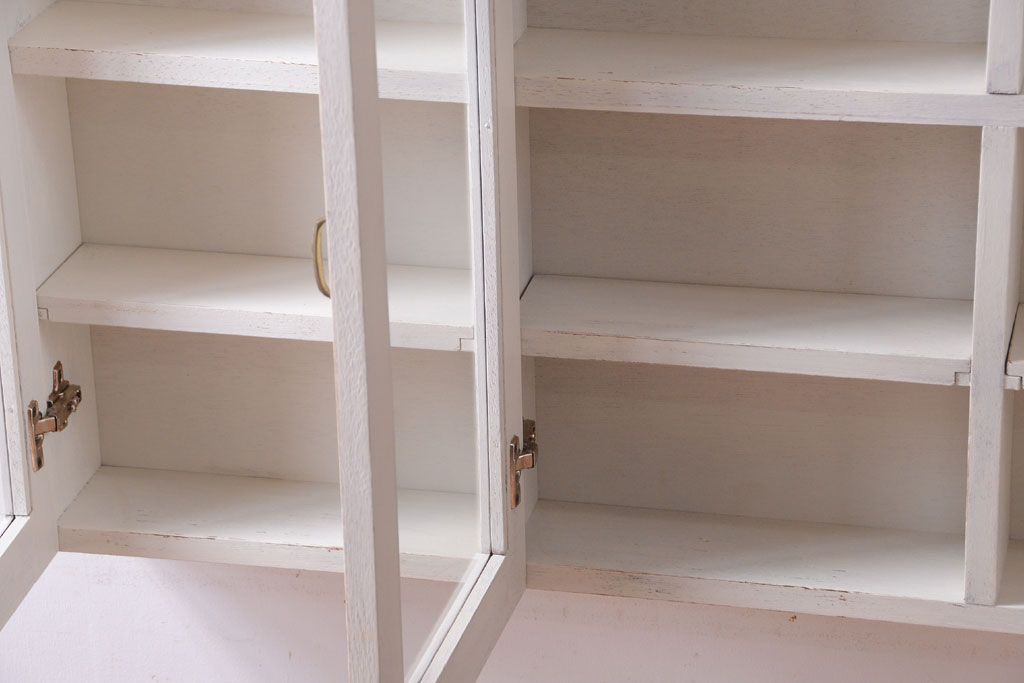 アンティーク家具　アンティークペイント　壁掛けキャビネット(収納棚)(1)