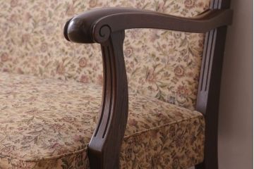 アンティーク家具　アンティーク　古いナラ材の上品な3人掛けソファ