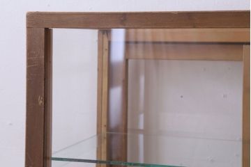 レトロ家具　昭和レトロ　古い木製の脚付きガラスケース