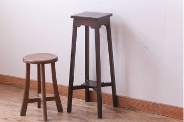 レトロ家具　和製アンティーク　古いナラ材のレトロな花台