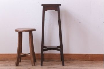 レトロ家具　和製アンティーク　古いナラ材のレトロな花台
