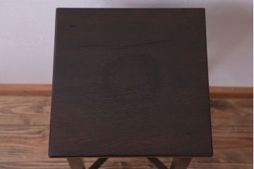 レトロ家具　和製アンティーク　古いナラ材のレトロな花台
