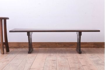 アンティーク家具　古民具・骨董　総欅材!アンティーク経机(平机・文机・座卓・飾り台)