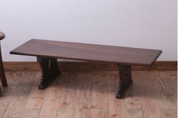 アンティーク家具　古民具・骨董　総欅材!アンティーク経机(平机・文机・座卓・飾り台)