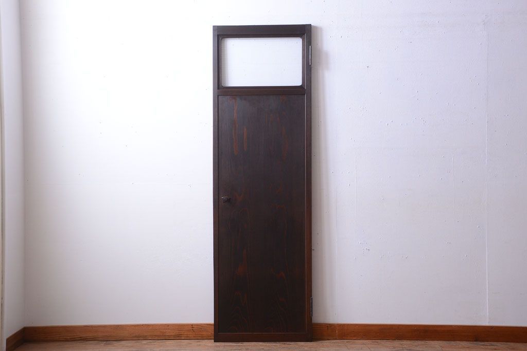 和製アンティーク　モールガラス入り!古い木製の細身なドア