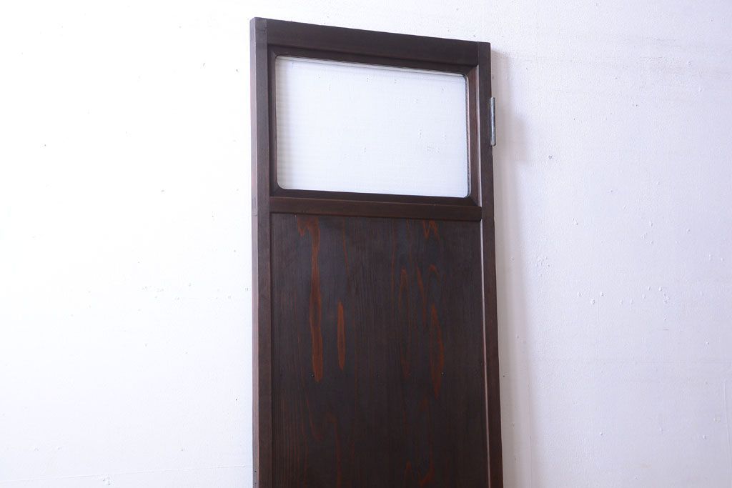 和製アンティーク　モールガラス入り!古い木製の細身なドア