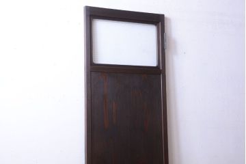 和製アンティーク　モールガラス入り!古い木製の細身なドア