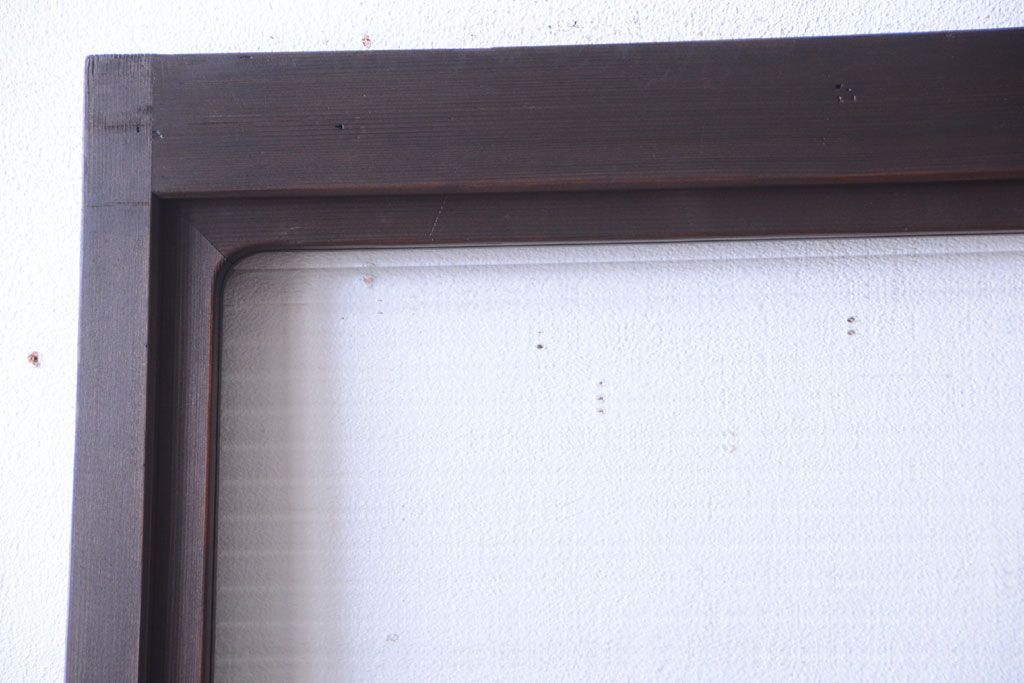 和製アンティーク　モールガラス入り!古い木製の細身なドア