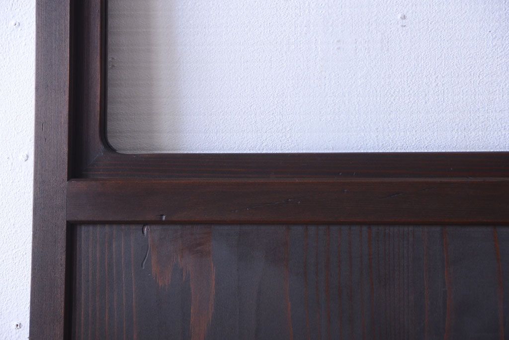 和製アンティーク　モールガラス入り!古い木製の細身なドア