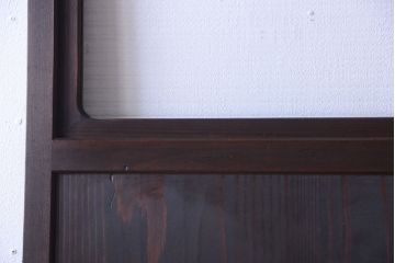 和製アンティーク　モールガラス入り!古い木製の細身なドア