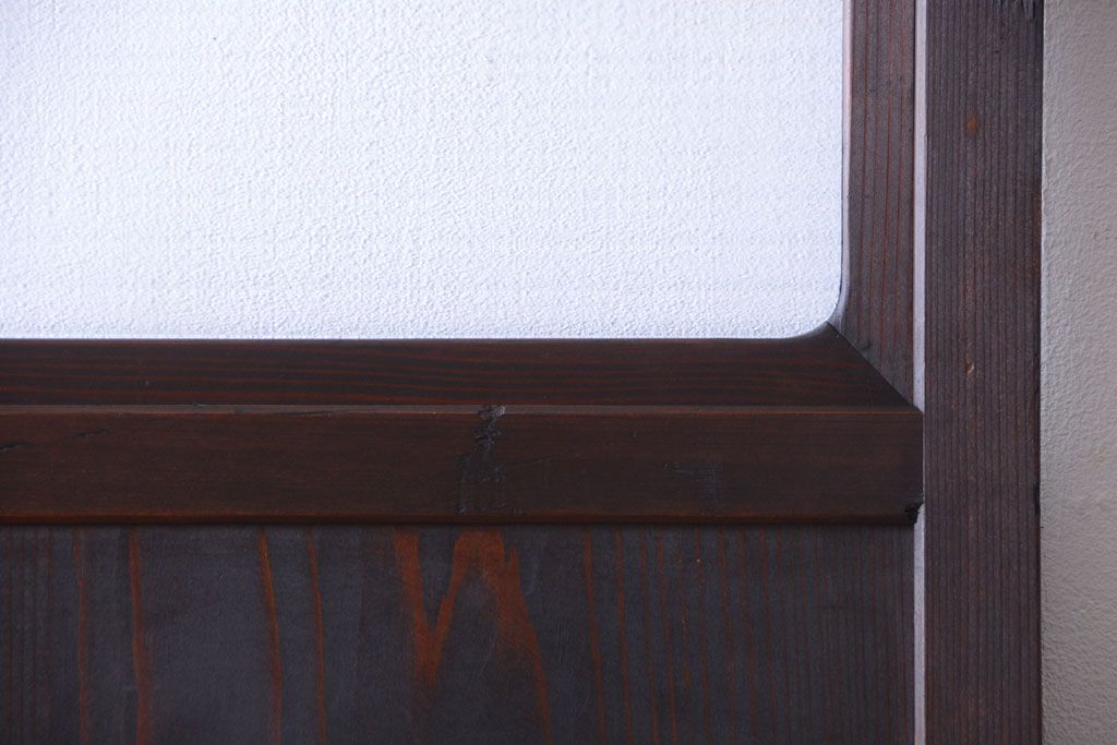 和製アンティーク　モールガラス入り!古い木製の細身なドア