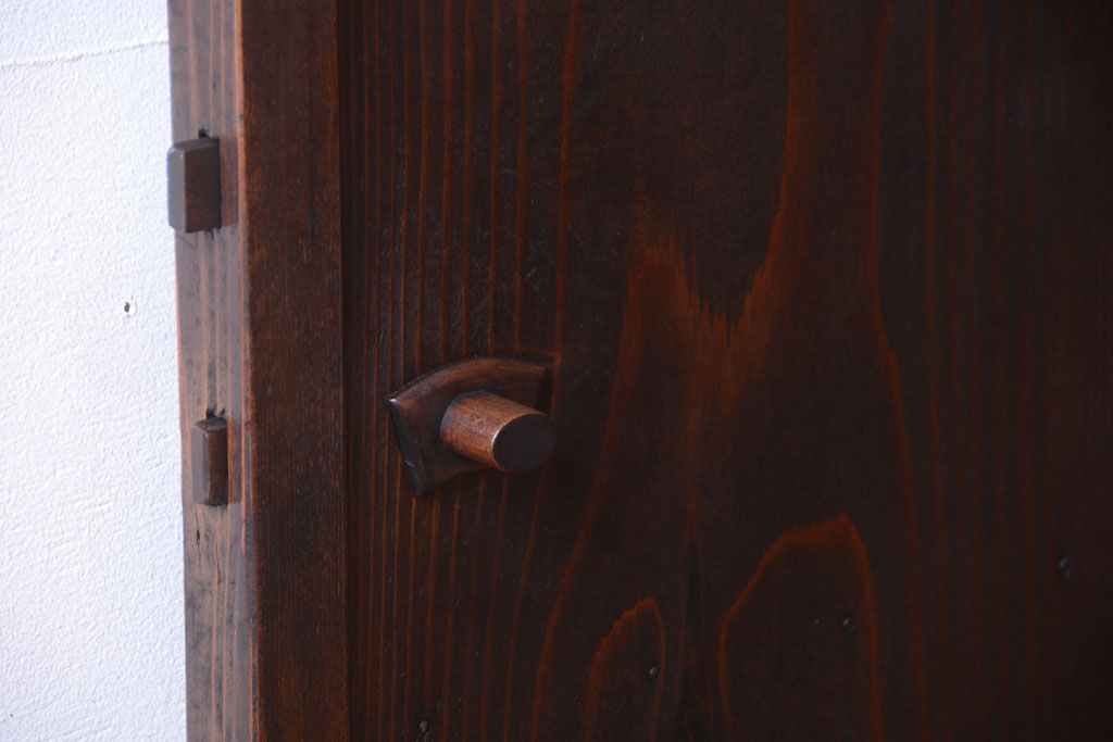 和製アンティーク　モールガラス入り!古い木製の細身なドア