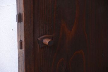 和製アンティーク　モールガラス入り!古い木製の細身なドア