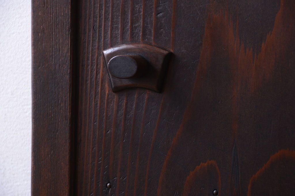 和製アンティーク　モールガラス入り!古い木製の細身なドア