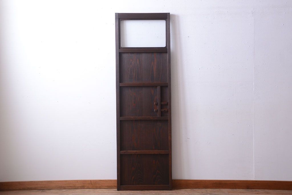 和製アンティーク　モールガラス入り!古い木製の細身なドア