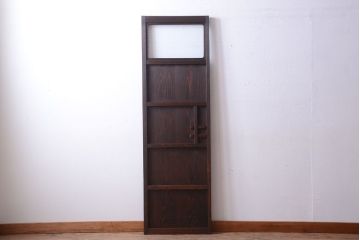 和製アンティーク　モールガラス入り!古い木製の細身なドア