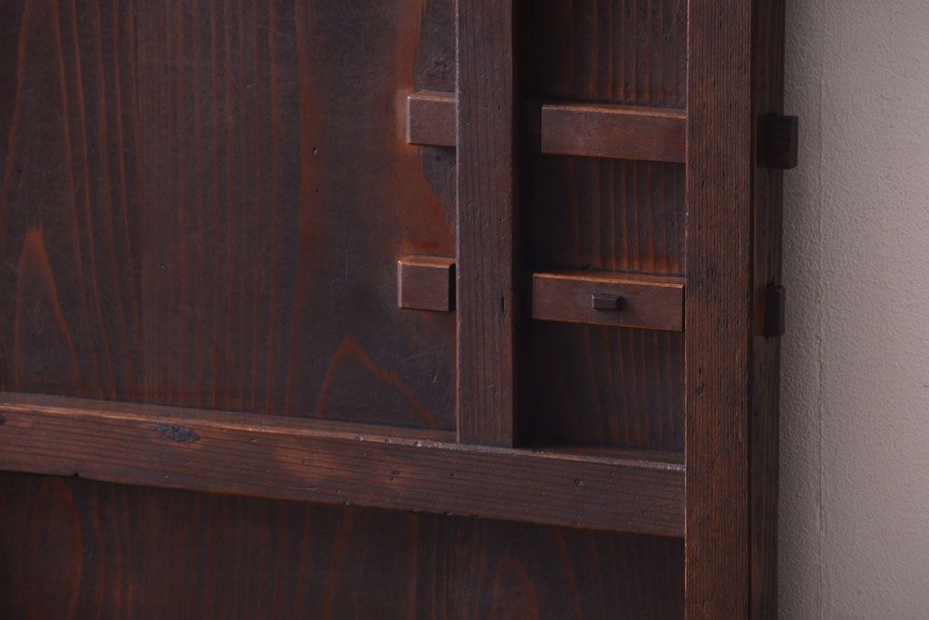 和製アンティーク　モールガラス入り!古い木製の細身なドア