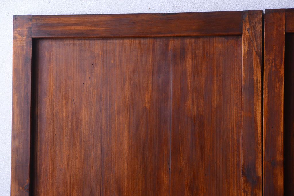 古民具・骨董　大正期　裏ガラス入り!古い格子ガラス帯戸4枚セット