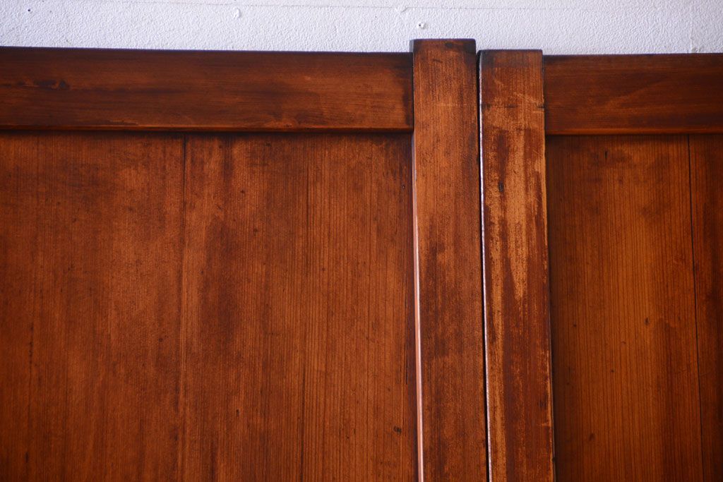 古民具・骨董　大正期　裏ガラス入り!古い格子ガラス帯戸4枚セット