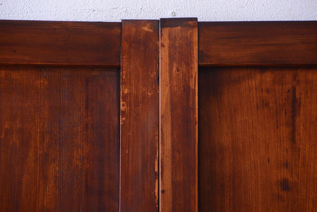 古民具・骨董　大正期　裏ガラス入り!古い格子ガラス帯戸4枚セット