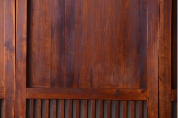 古民具・骨董　大正期　裏ガラス入り!古い格子ガラス帯戸4枚セット