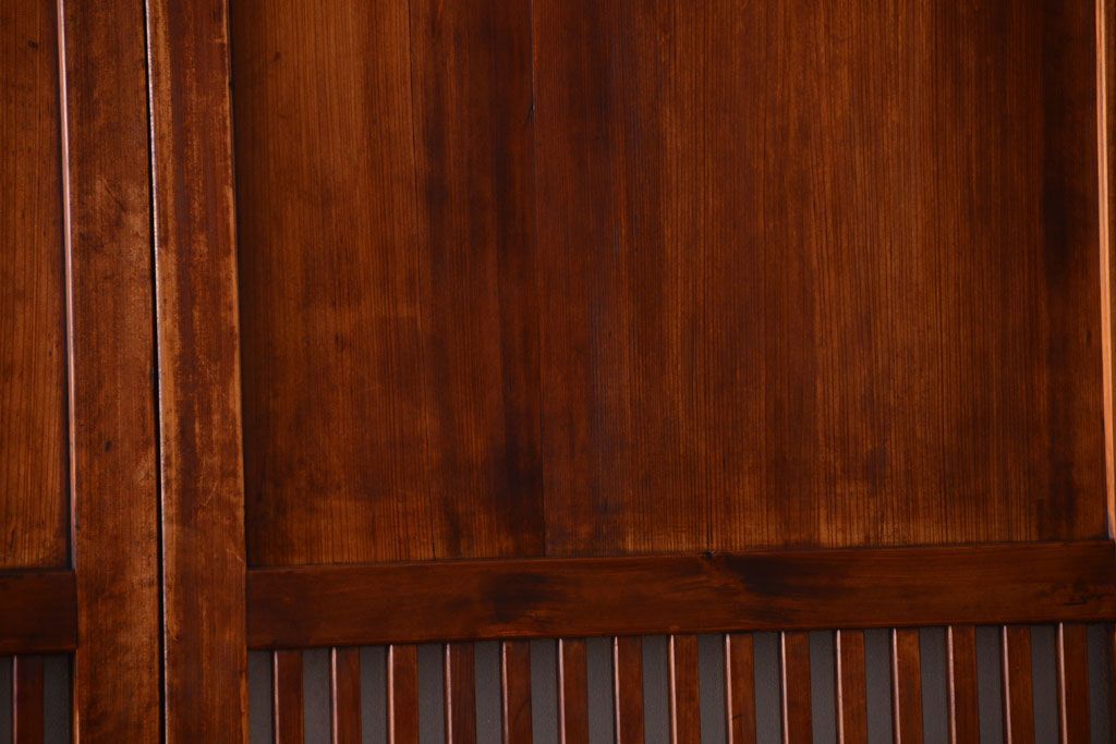 古民具・骨董　大正期　裏ガラス入り!古い格子ガラス帯戸4枚セット