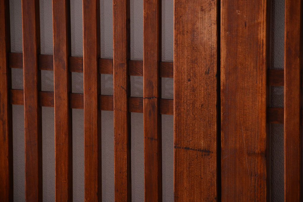 古民具・骨董　大正期　裏ガラス入り!古い格子ガラス帯戸4枚セット