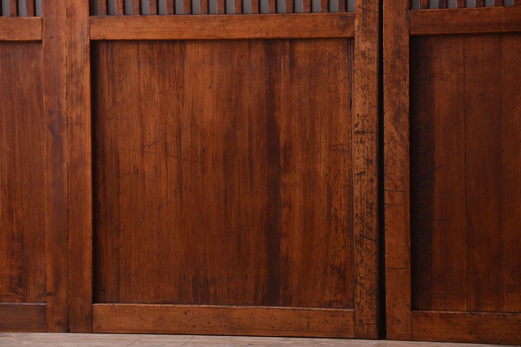 古民具・骨董　大正期　裏ガラス入り!古い格子ガラス帯戸4枚セット