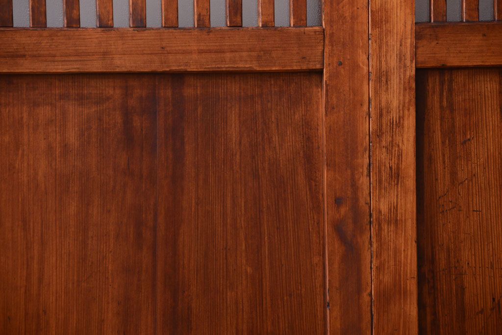 古民具・骨董　大正期　裏ガラス入り!古い格子ガラス帯戸4枚セット