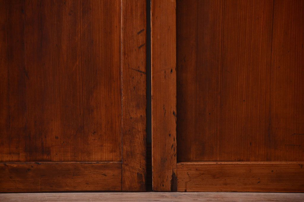 古民具・骨董　大正期　裏ガラス入り!古い格子ガラス帯戸4枚セット