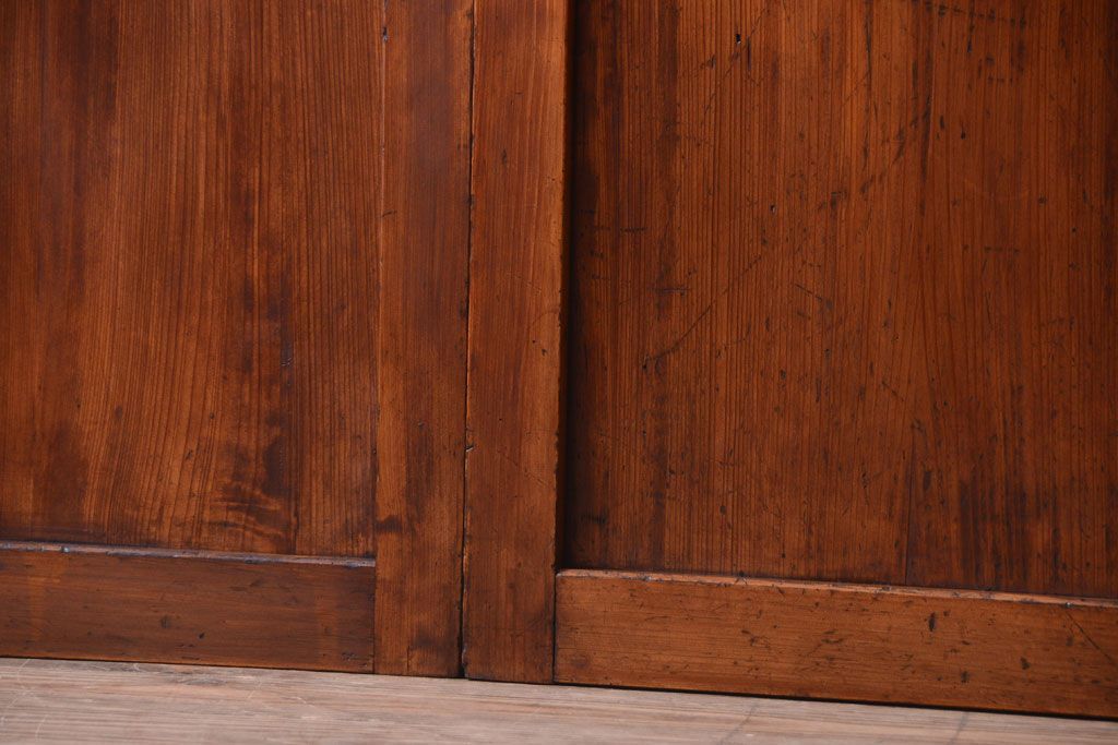 古民具・骨董　大正期　裏ガラス入り!古い格子ガラス帯戸4枚セット