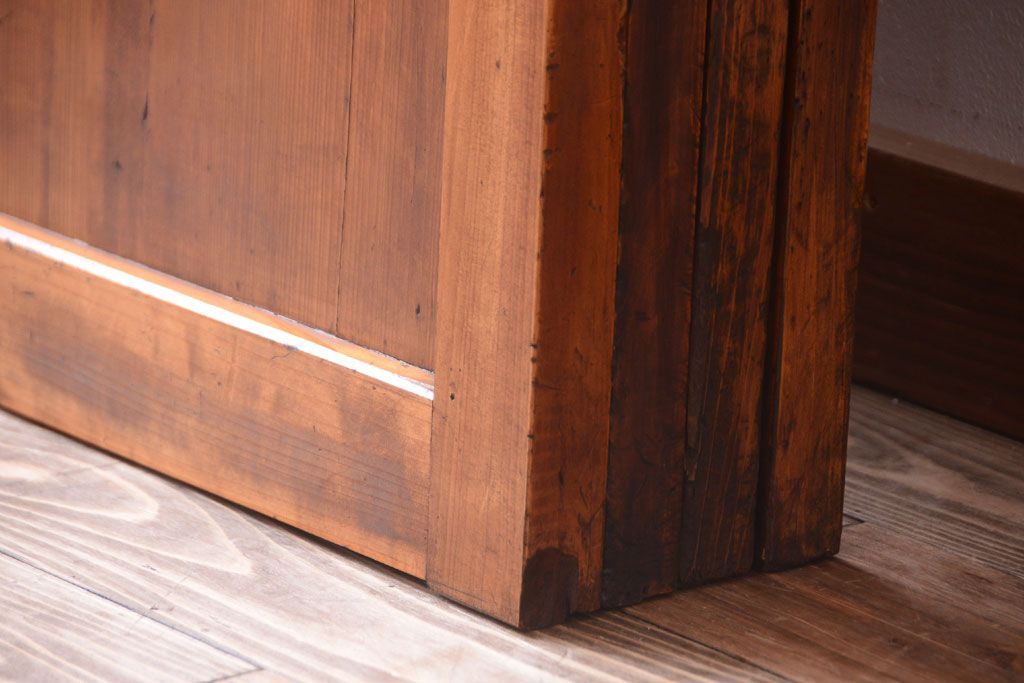 古民具・骨董　大正期　裏ガラス入り!古い格子ガラス帯戸4枚セット