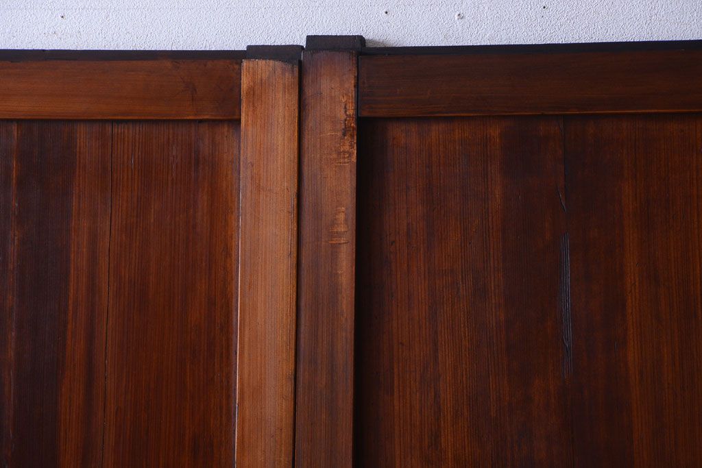 古民具・骨董　大正期　裏ガラス入り!古い格子ガラス帯戸4枚セット