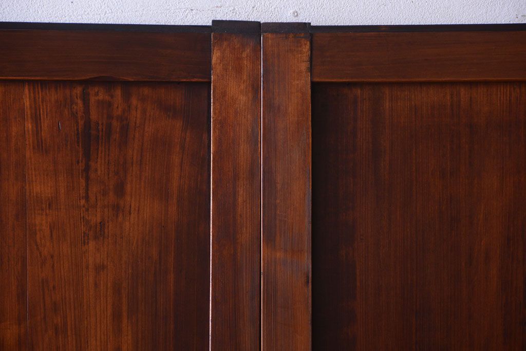 古民具・骨董　大正期　裏ガラス入り!古い格子ガラス帯戸4枚セット